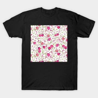 Hot Pink Pomegranates on White Background T-Shirt